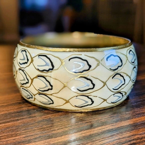 Vintage Gold Bangle Metal Art Deco Bracelet - Picture 1 of 4